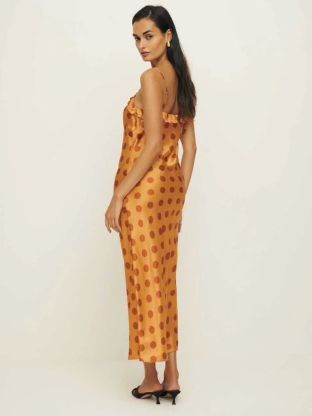 Reformation | Aribella 100% Silk Dress in Orange Crush - Picture 3 of 13